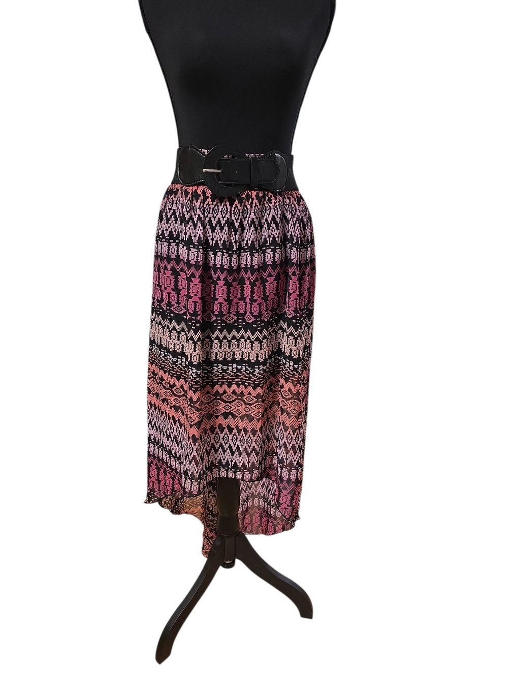 No Boundaries Purple and Black Boho Belted Hi- Lo Skirt L